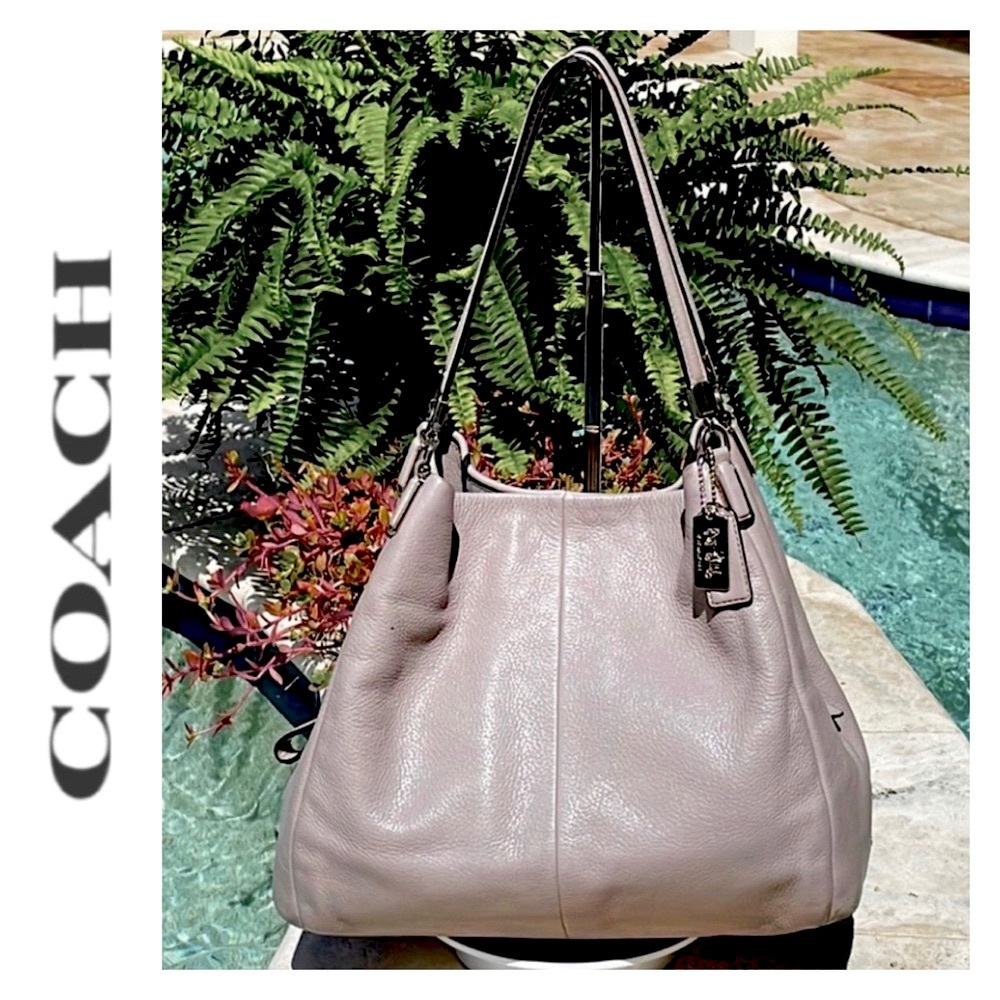 Coach Madison Phoebe 3 Sectioned Pebbled Grey Leather Hobo/Shoulder bag